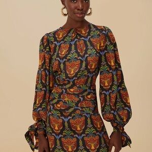 FARM Rio Black Boho Panther Lenzing Ecovero Viscose Mini Dress